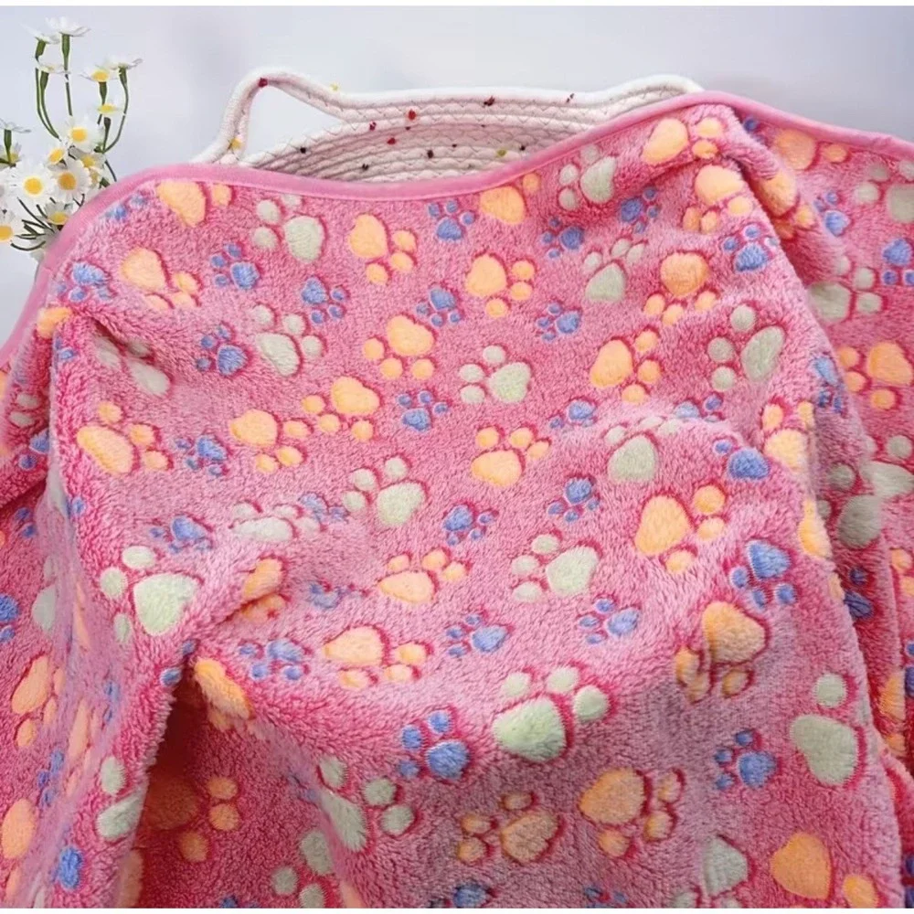 Warm & Soft Fluffy Fleece Flannel Pet Cat Dog PINK Blanket Mat 30